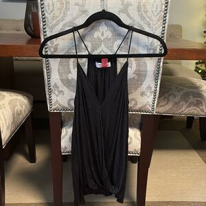 Leather strapped faux wrap tank